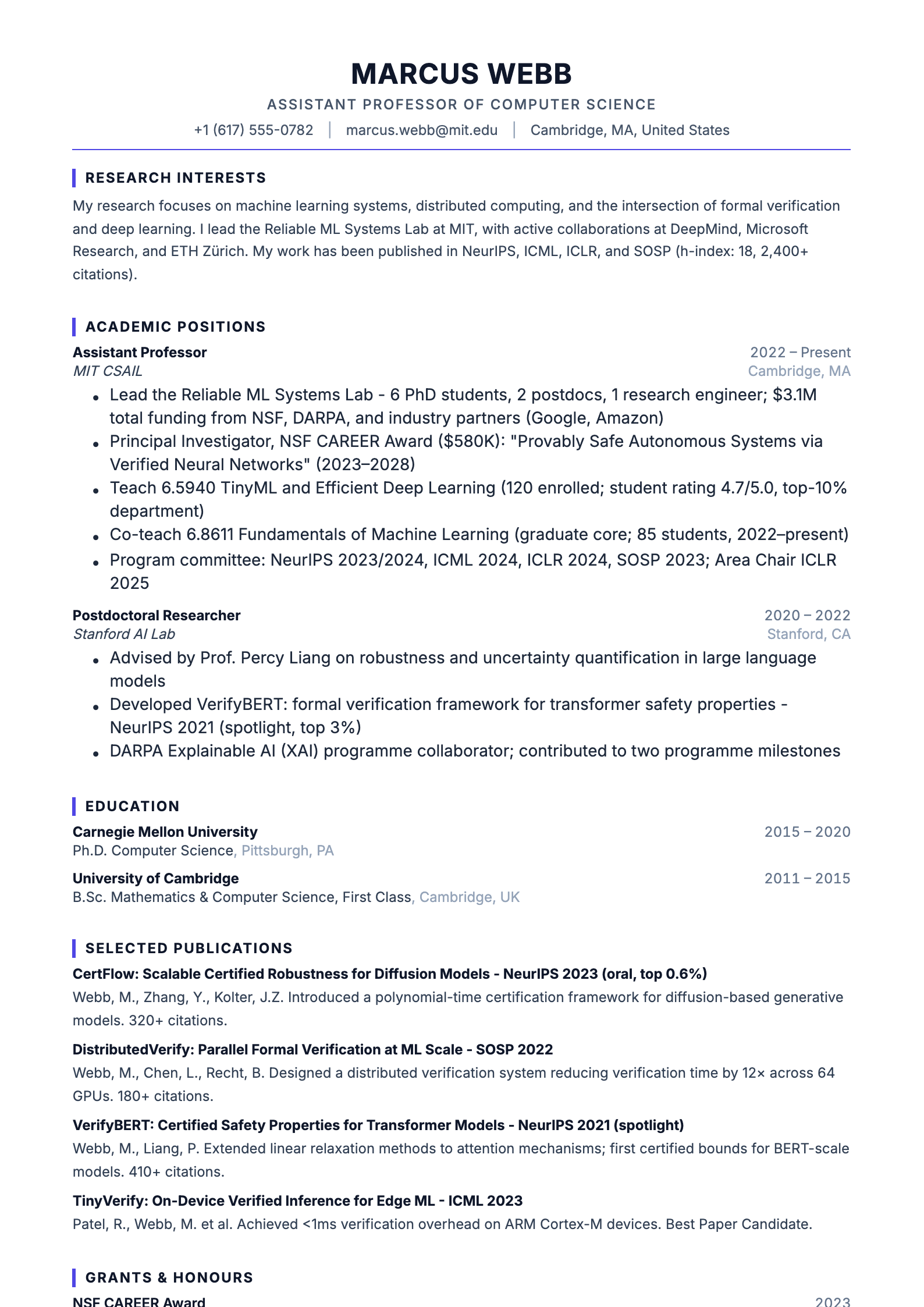 Academic resume template