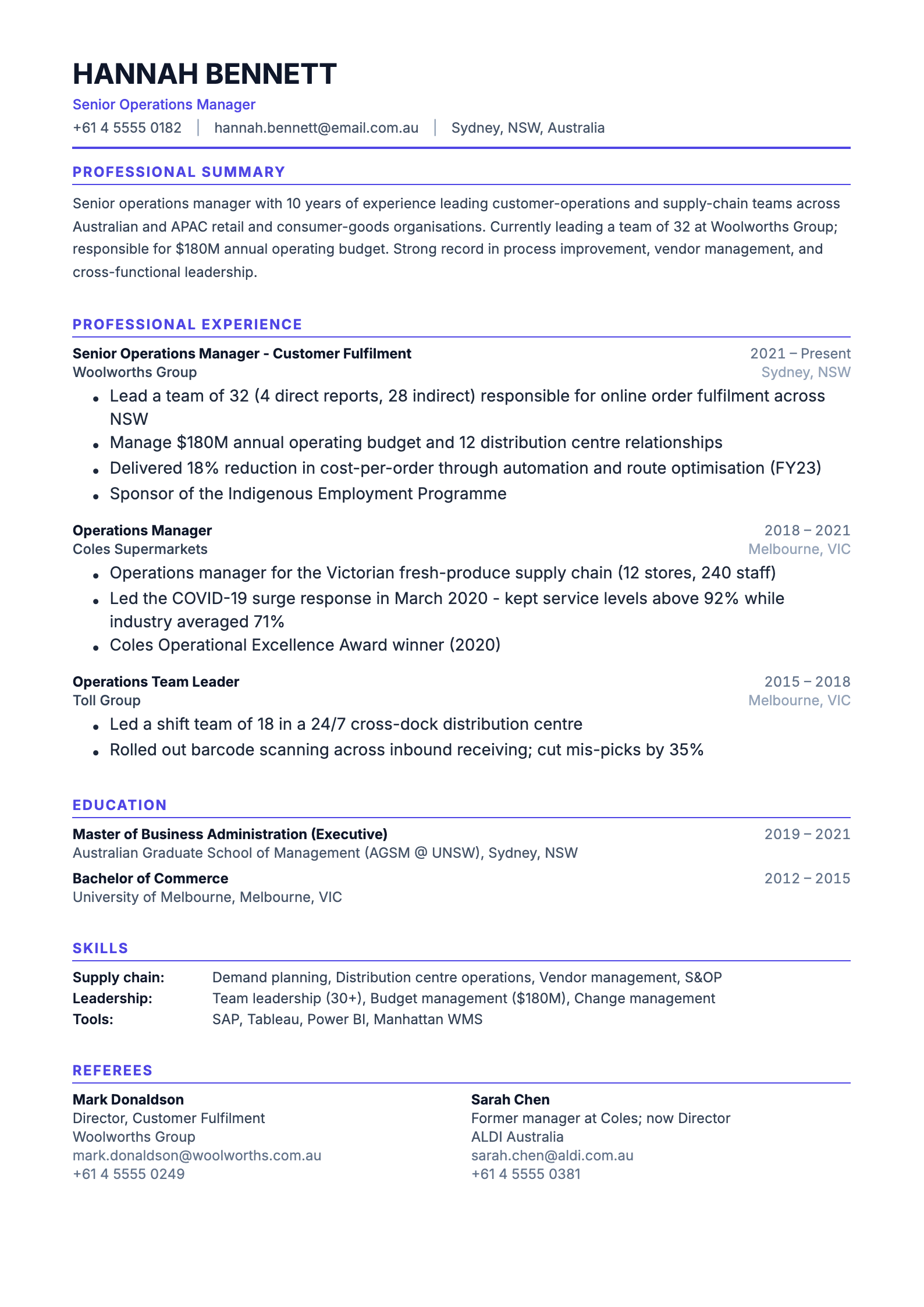 Australia resume template