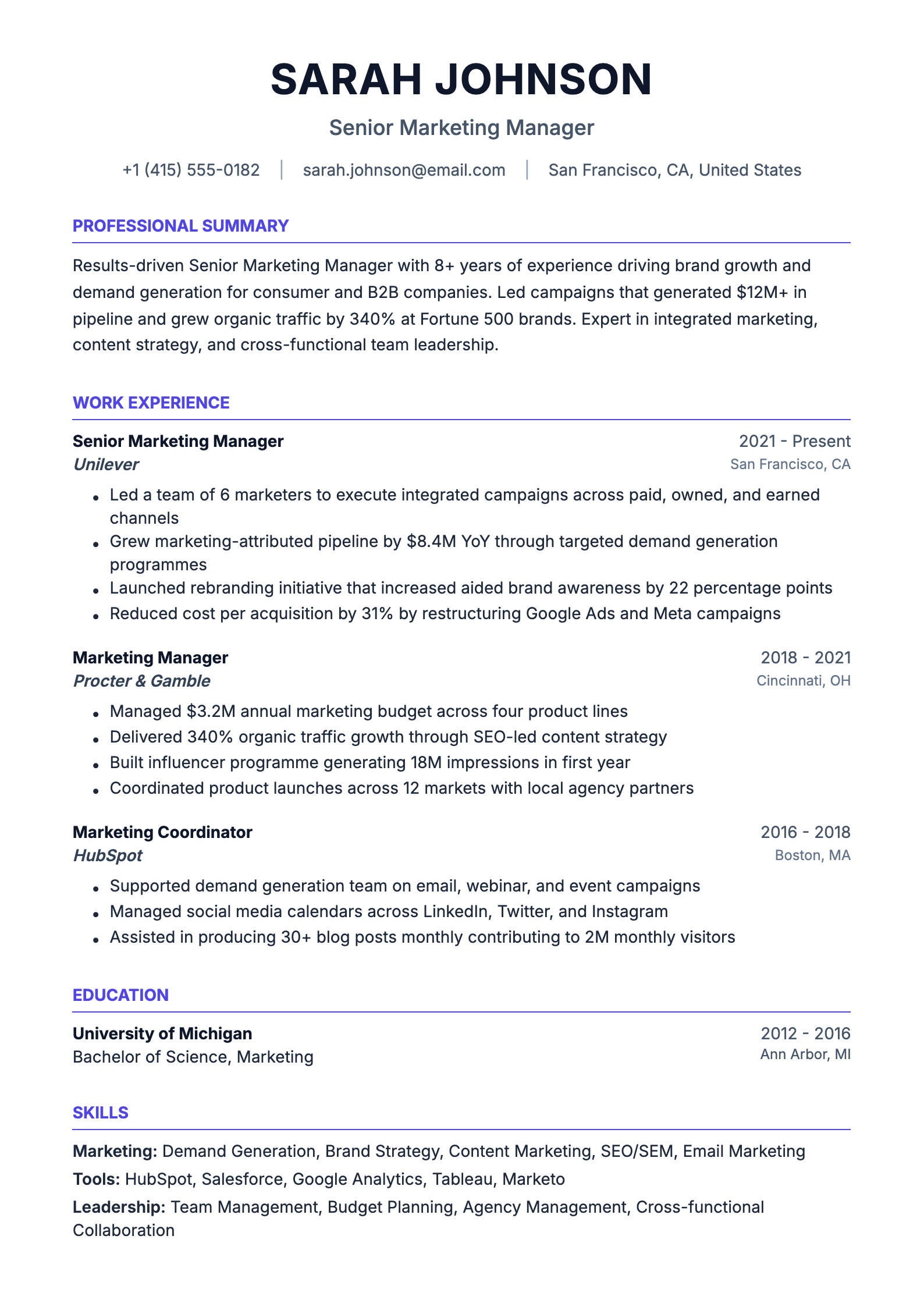 Classic resume template preview