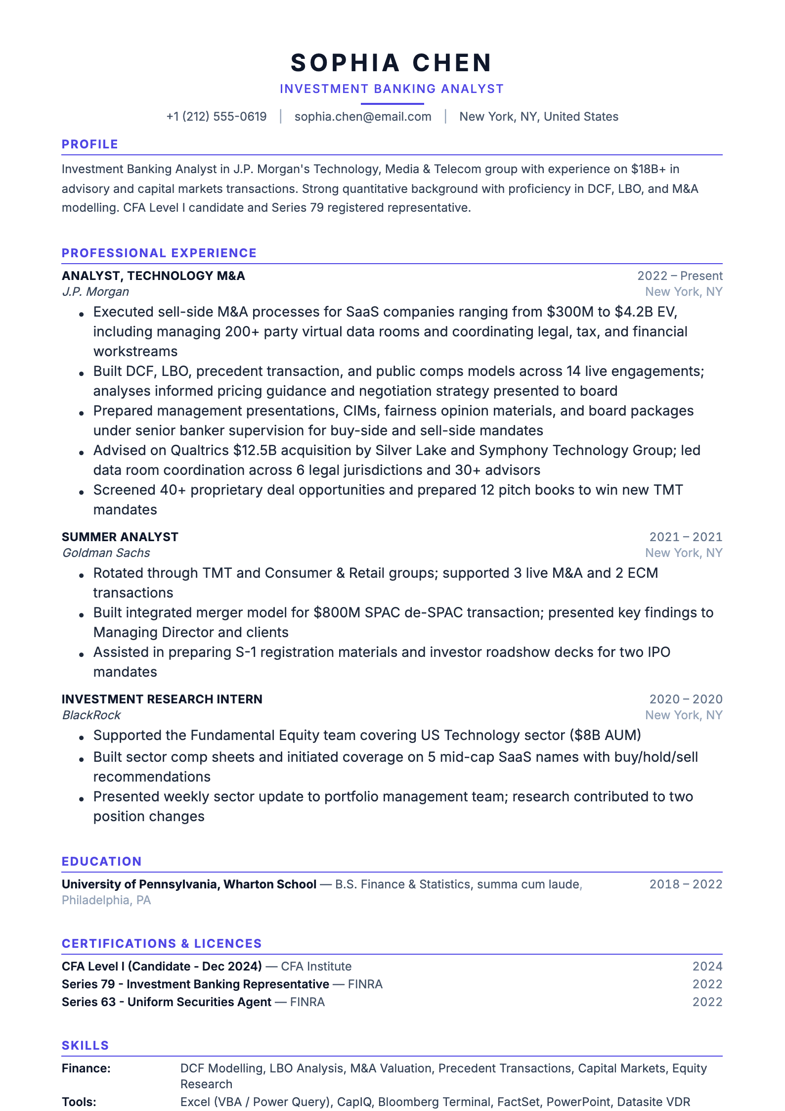 Finance resume template
