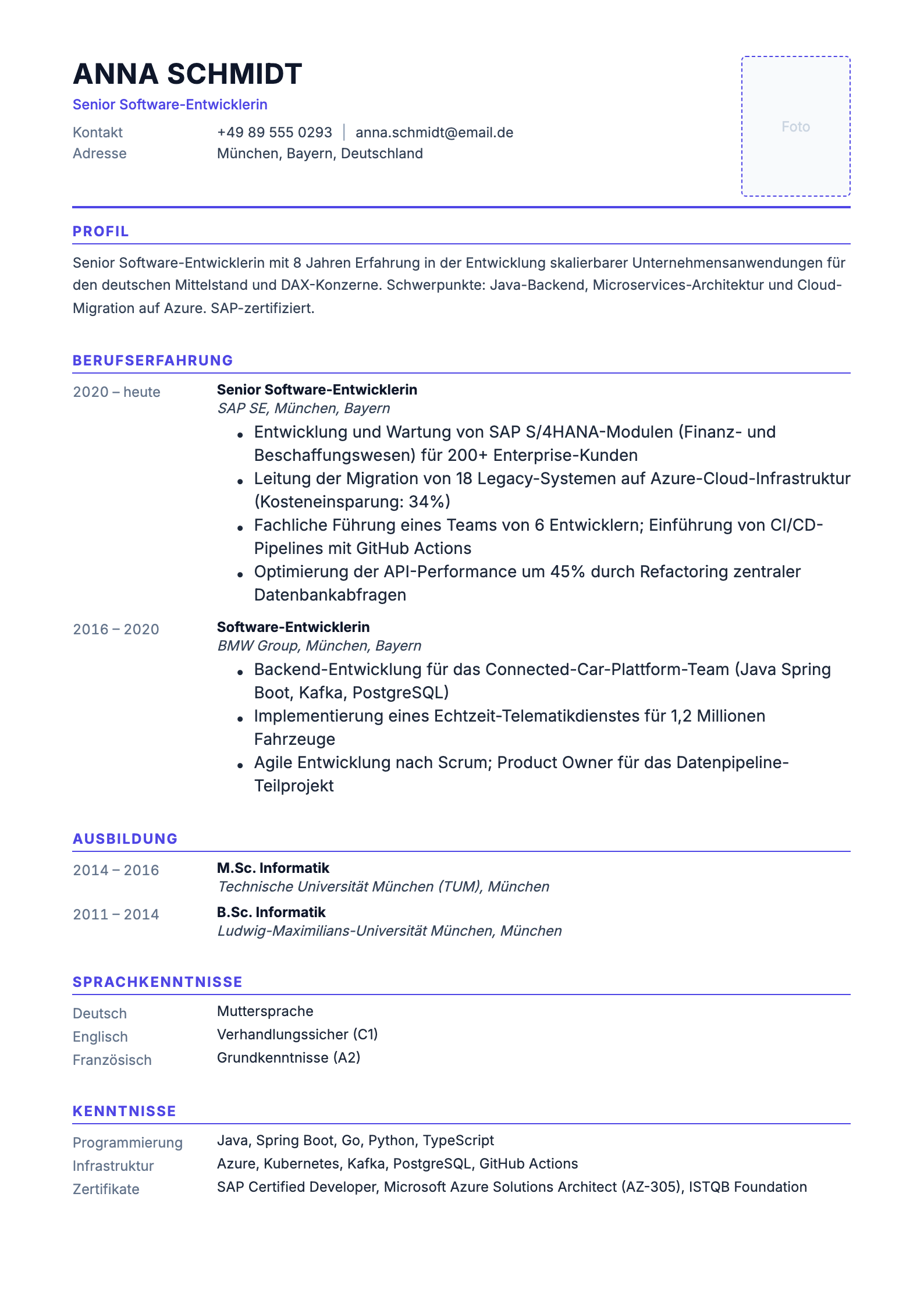 Germany resume template