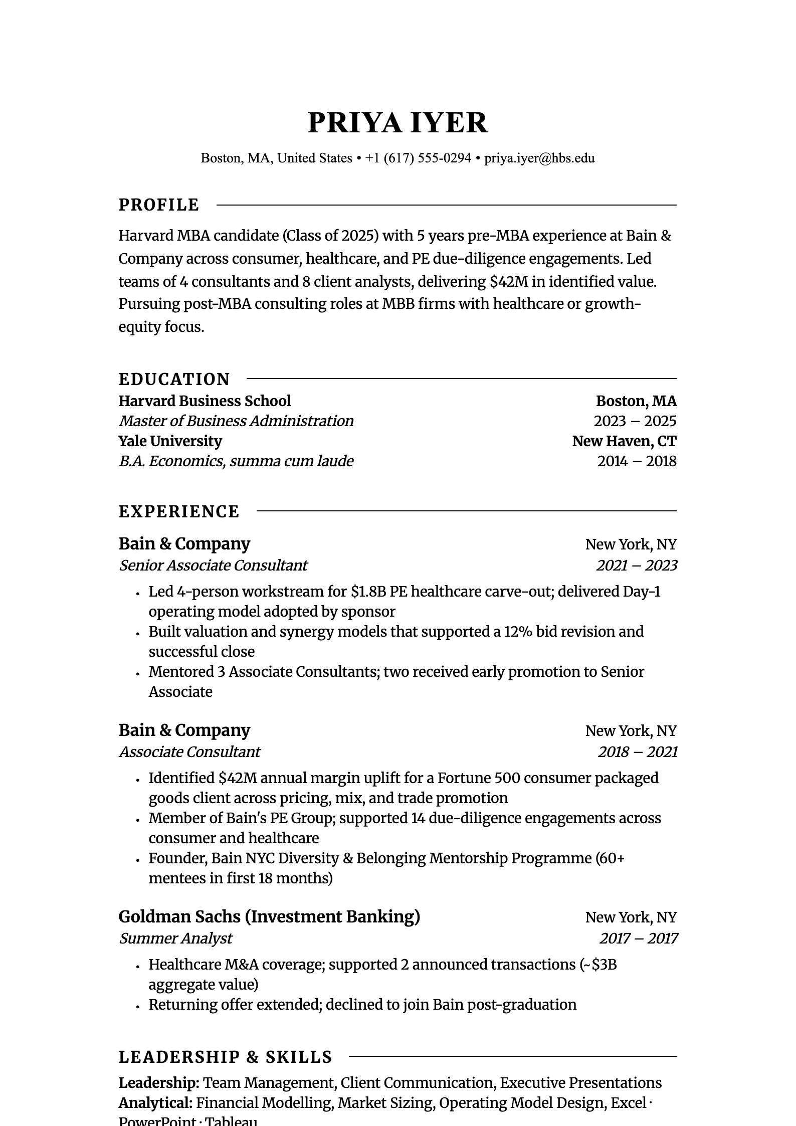 Harvard resume template