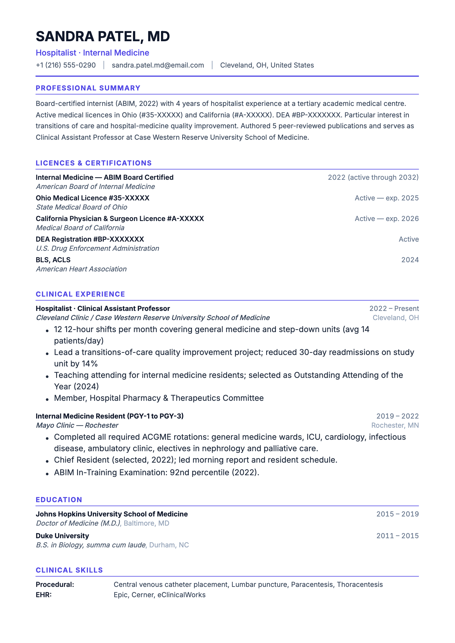 Medical resume template