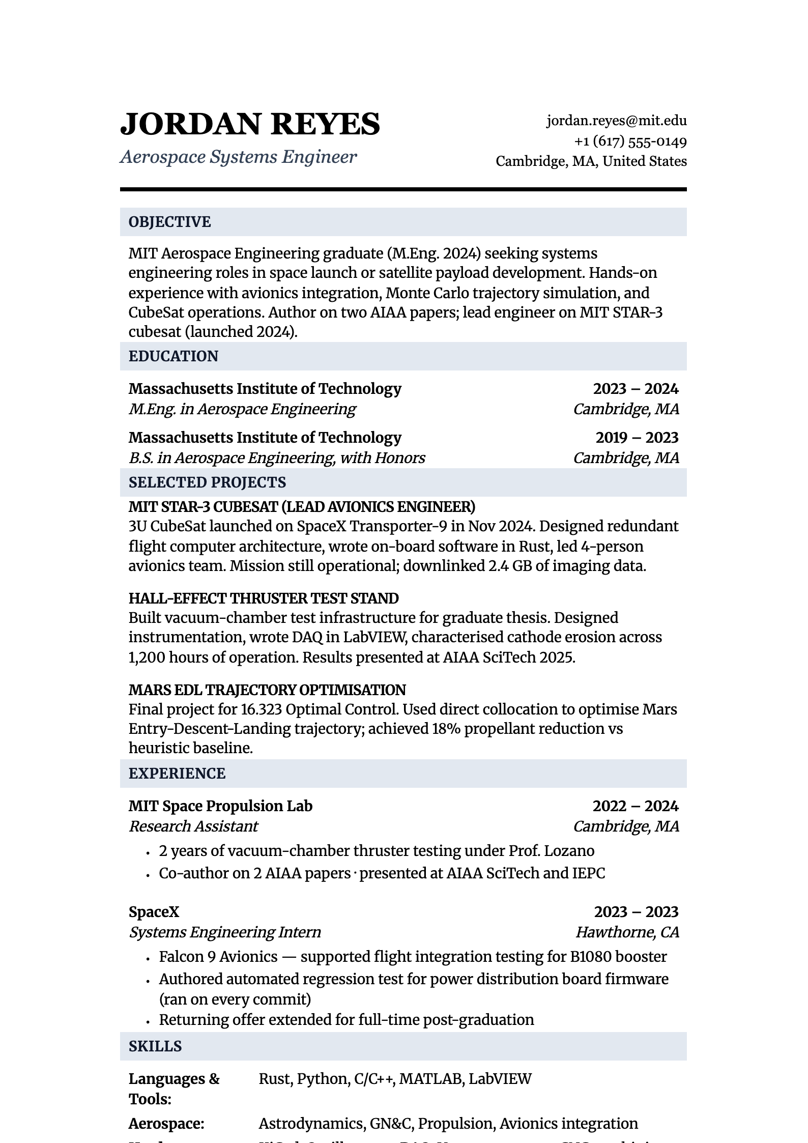 MIT resume template
