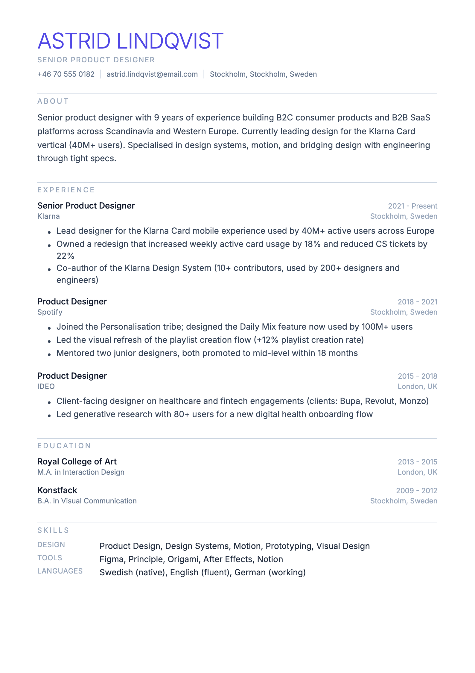 Nordic resume template