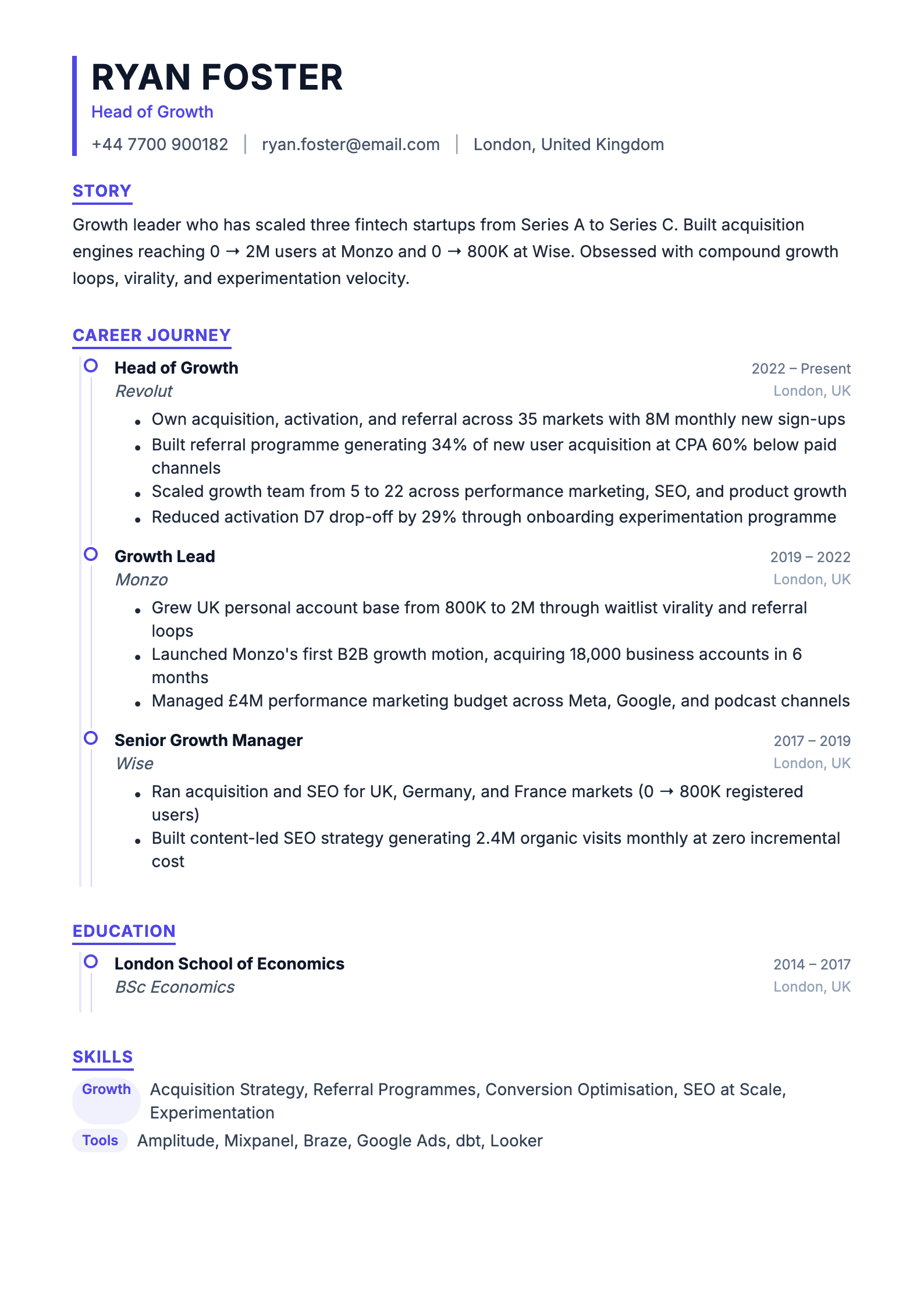 Timeline resume template