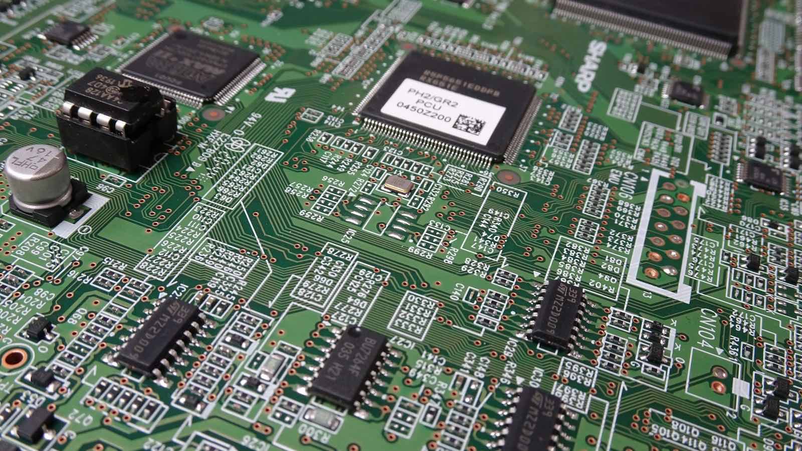 A close-up of a circuit board