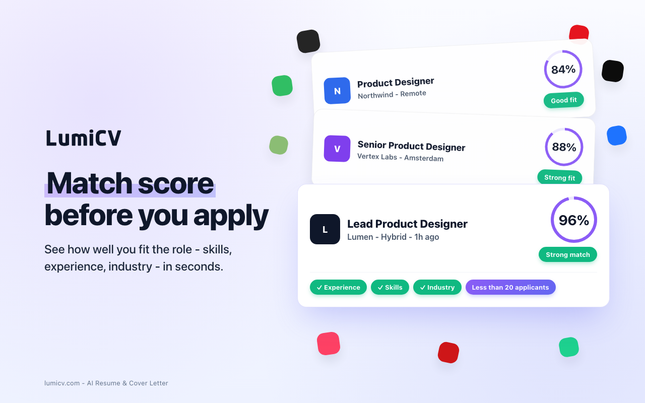 LumiCV match score for a job posting